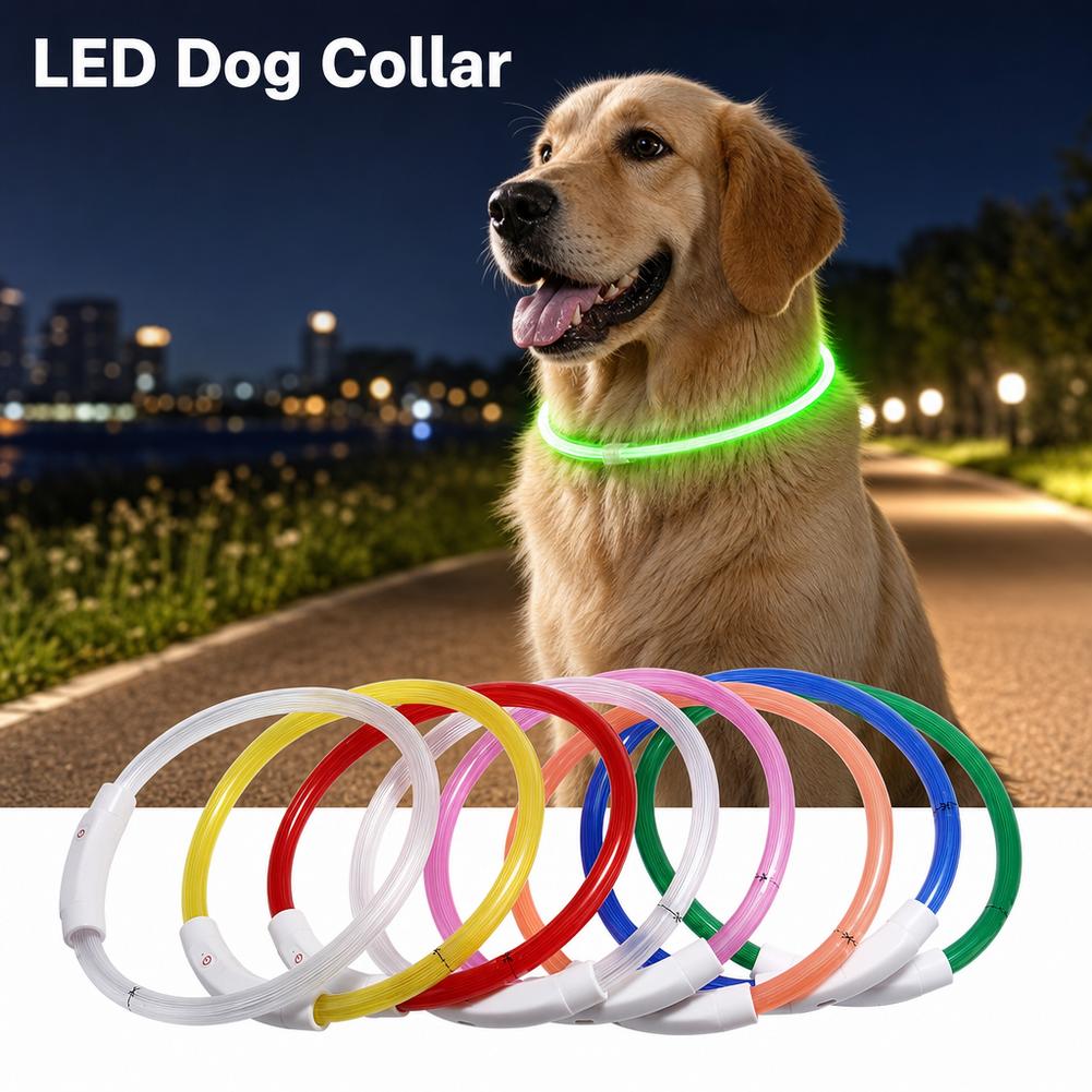 Led Dog Collar Glowing Rechargeable Usb - طوق كلب LED قابل لإعادة الشحن