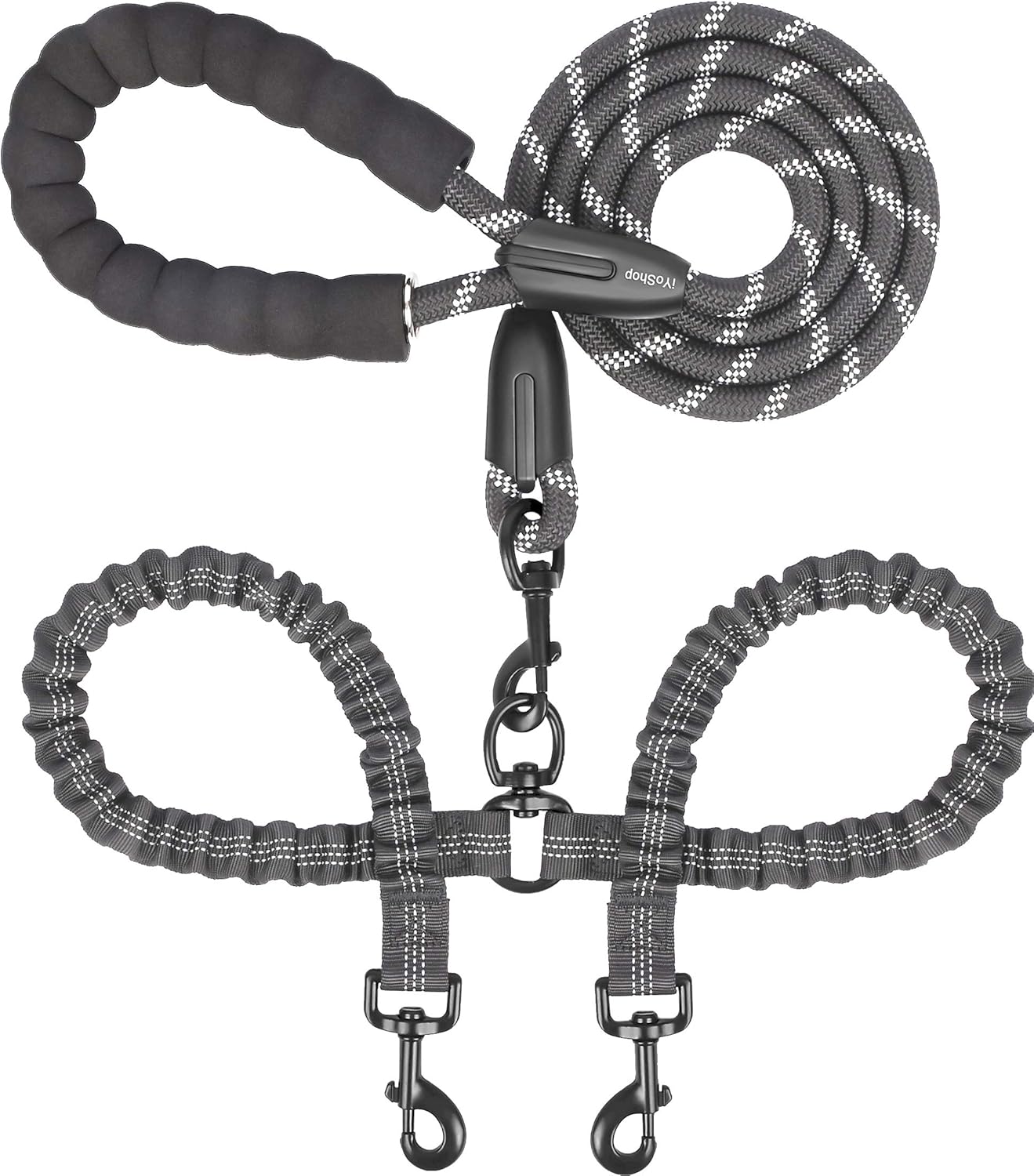 Bungee Dog Leash Shock Absorbing - مقود كلب مزدوج، مقود كلب مزدوج،