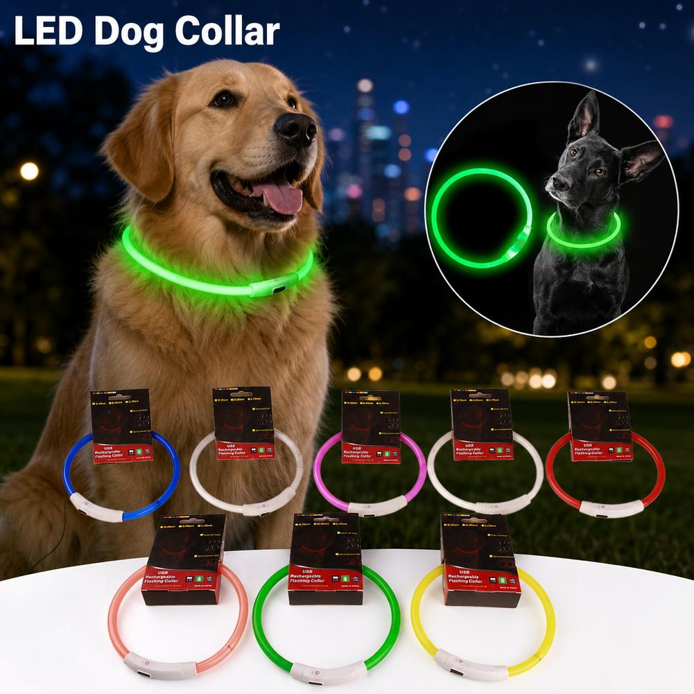 Led Dog Collar Glowing Rechargeable Usb - طوق كلب LED قابل لإعادة الشحن