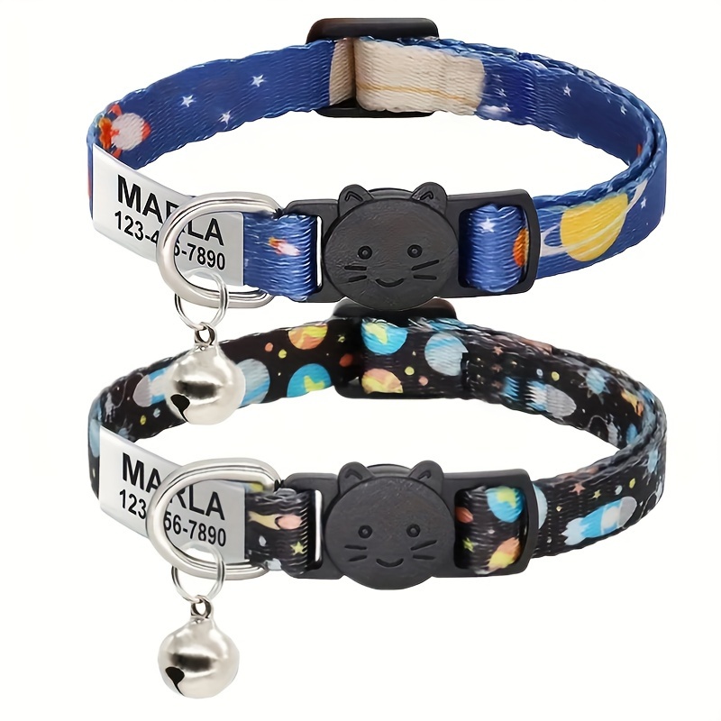 Reflective Dog Collar Personalized Engraved - مخصص قابل للتعديل كوكب الفضاء نمط