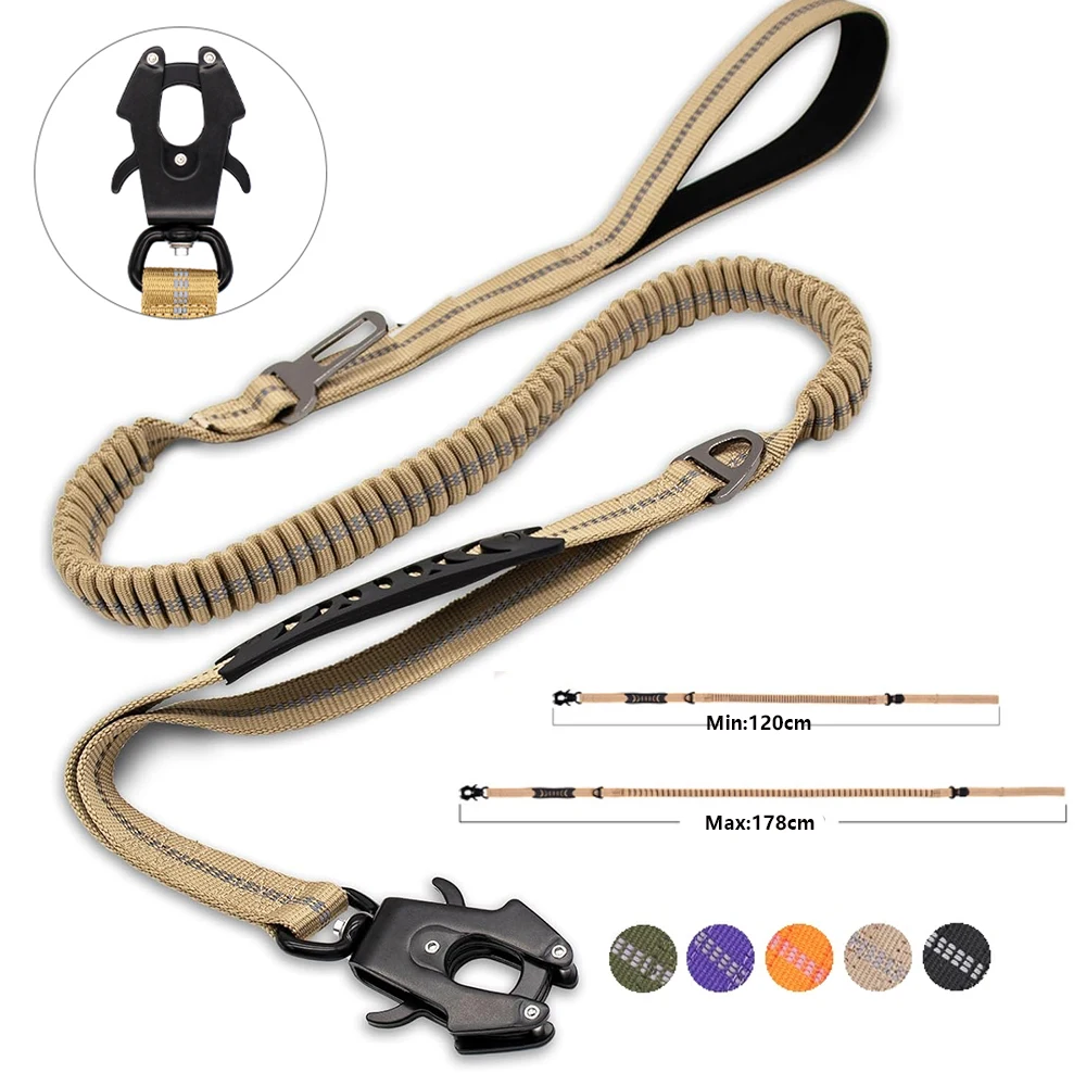 Bungee Dog Leash Shock Absorbing - أحزمة تعليق للحيوانات الأليفة عاكسة للضوء