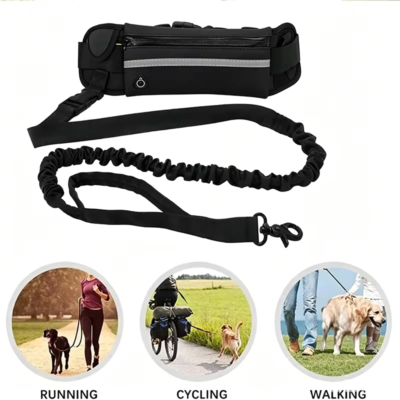 Hands Free Dog Running Leash Waist Belt - حبل قيادة الكلاب بدون استخدام اليدين،