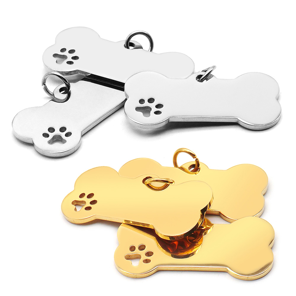 Reflective Dog Collar Personalized Engraved - 100 قطعة الفولاذ المقاوم للصدأ العظام