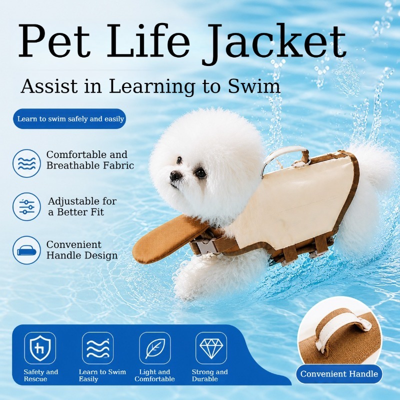 Dog Life Jacket Vest Buoyancy Handle - سترة نجاة للكلاب مع مقبض إنقاذ،