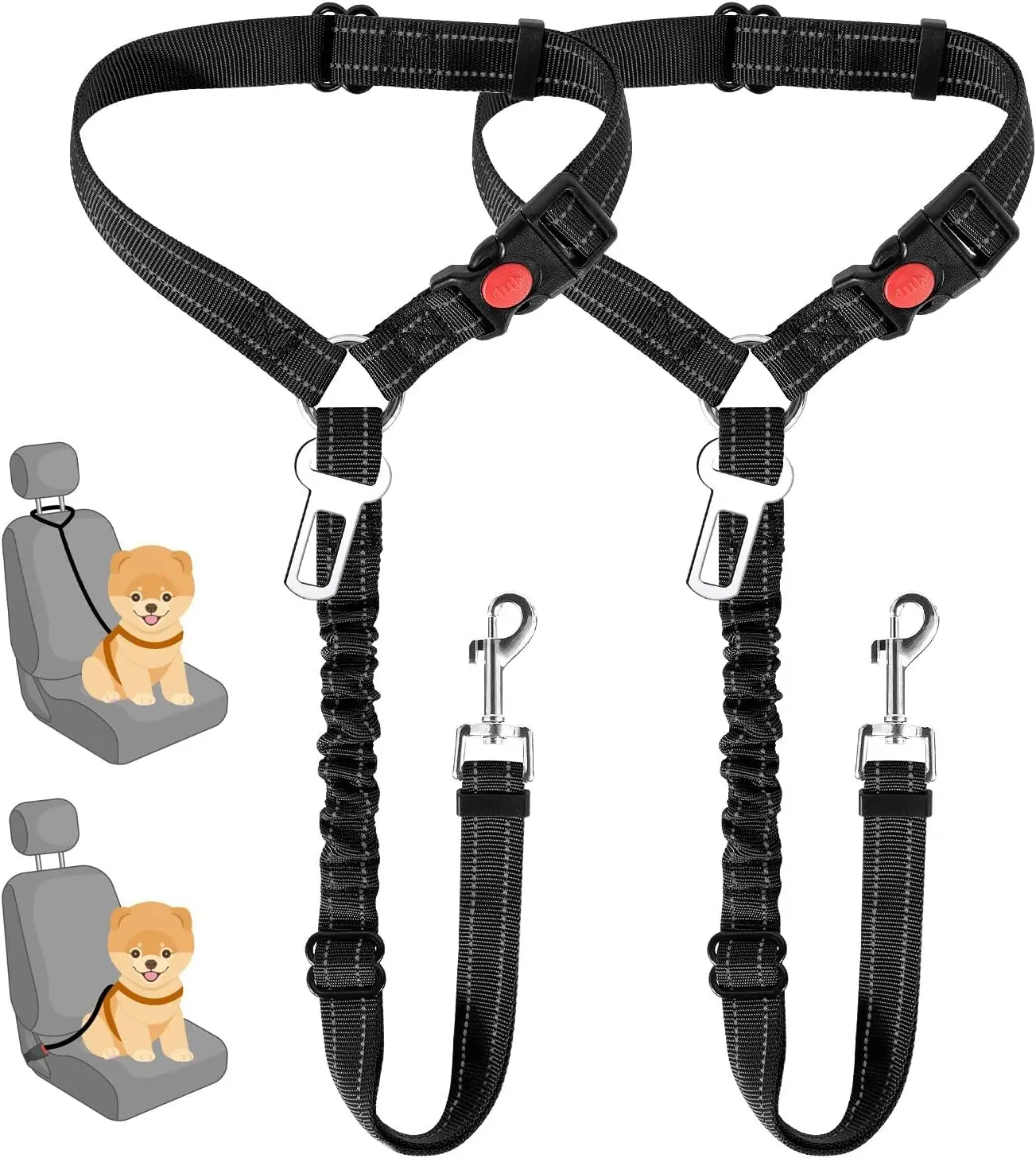 Dog Seat Belt Harness Safety Tether - حزام أمان للكلاب في السيارة، حزام