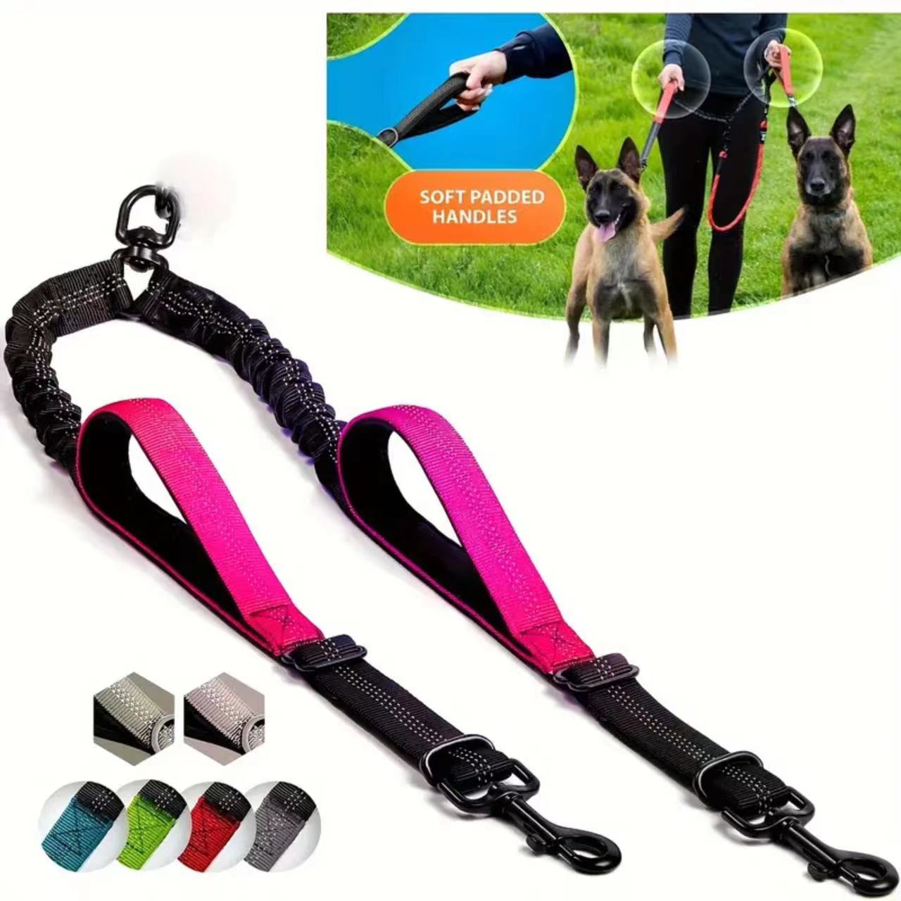 Bungee Dog Leash Shock Absorbing - وصلة مقود الكلاب المزدوجة - مقابض