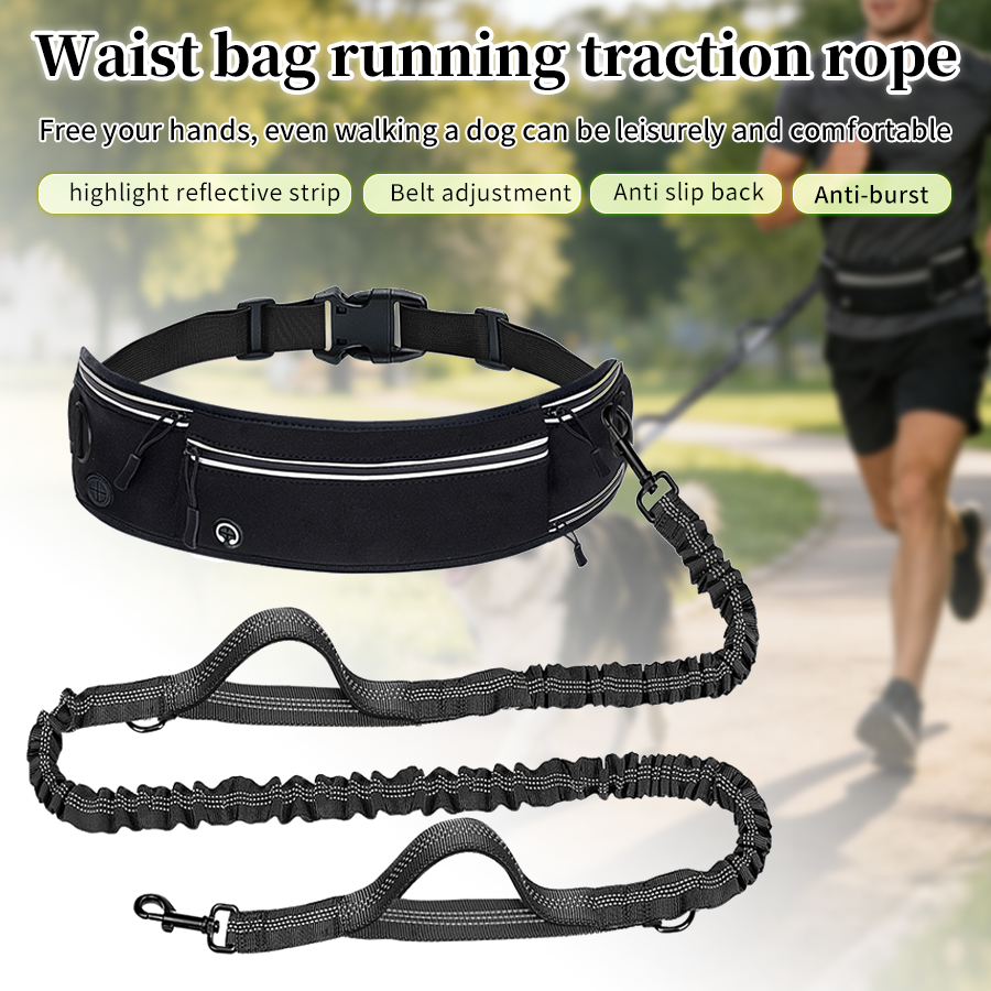 Hands Free Dog Running Leash Waist Belt - حزام مشي للكلاب قابل للطي وعاكس