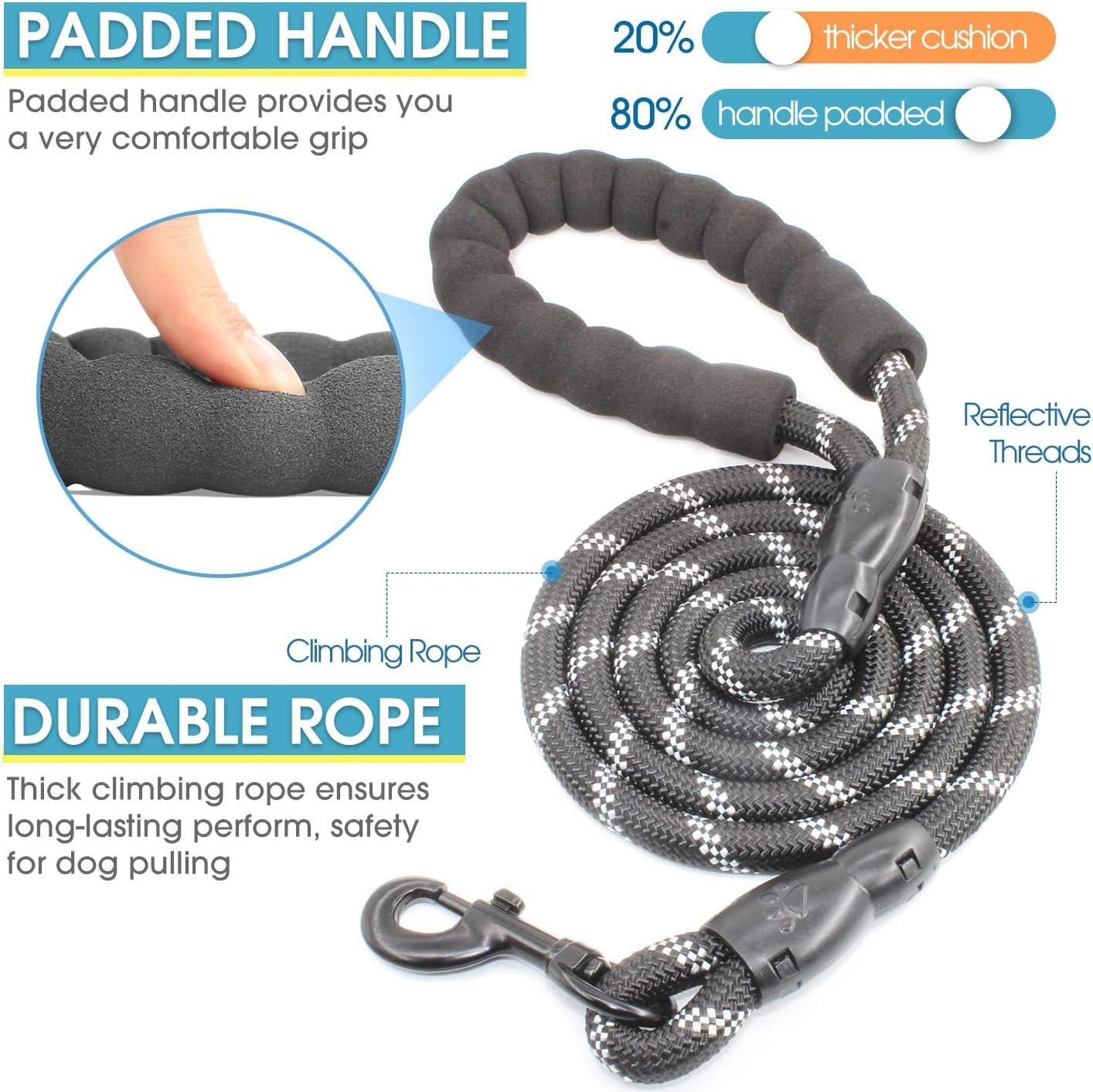 مقود للكلاب مكون من 3 أجزاء، م - مراجعة Bungee Dog Leash Shock Absorbing وسعره