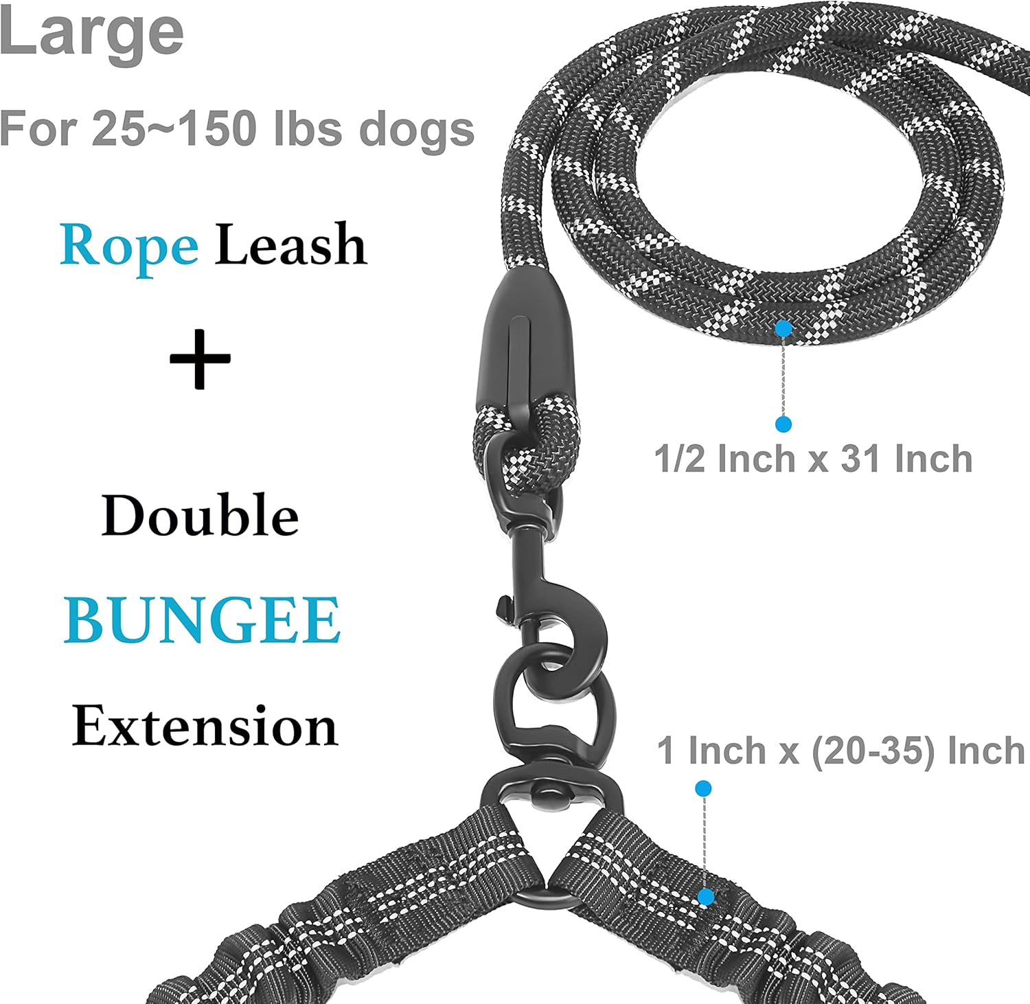 مقود كلب مزدوج، مقود كلب مزدوج - مراجعة Bungee Dog Leash Shock Absorbing وسعره