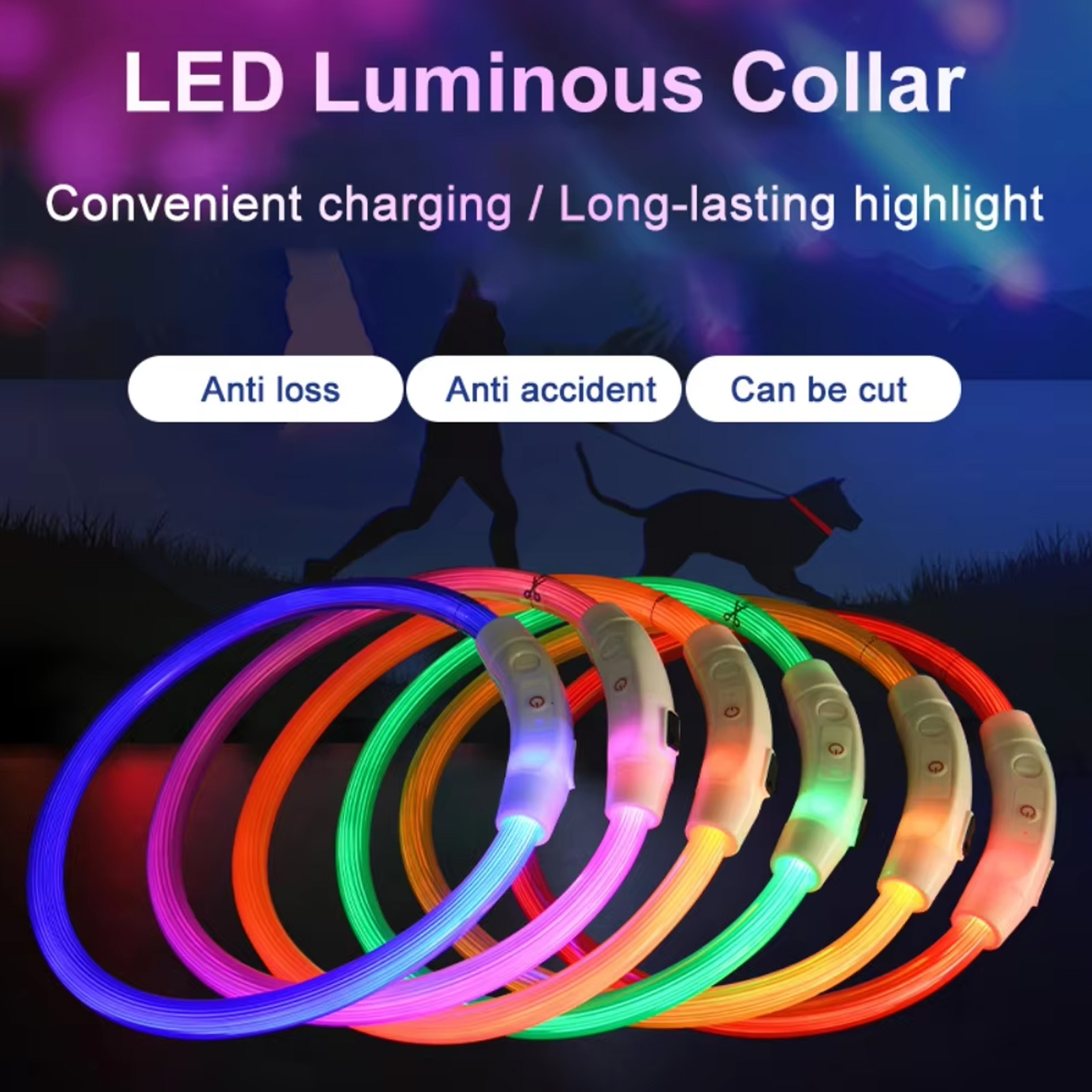 أدى ضوء الكلب الياقات السلامة  - مراجعة Led Dog Collar Glowing Rechargeable Usb وسعره