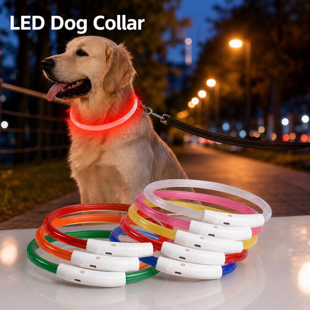 طوق كلب LED قابل لإعادة الشحن  - مراجعة Led Dog Collar Glowing Rechargeable Usb وسعره
