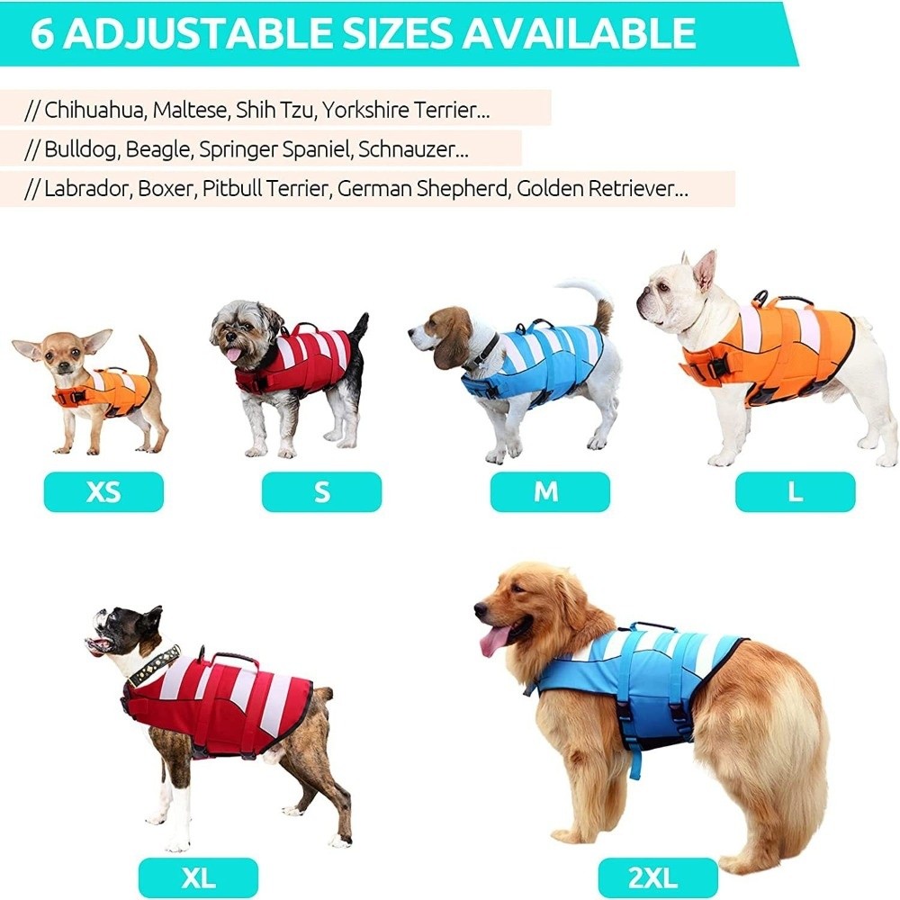 سترة نجاة عاكسة للكلاب ذات طفو - مراجعة Dog Life Jacket Vest Buoyancy Handle وسعره