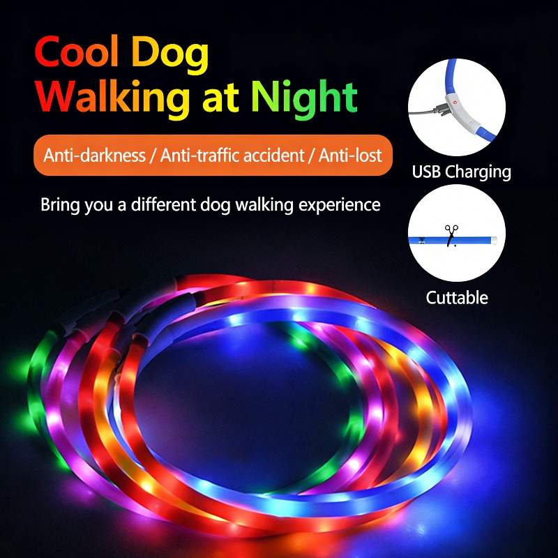 طوق كلب LED قابل لإعادة الشحن  - مراجعة Led Dog Collar Glowing Rechargeable Usb وسعره