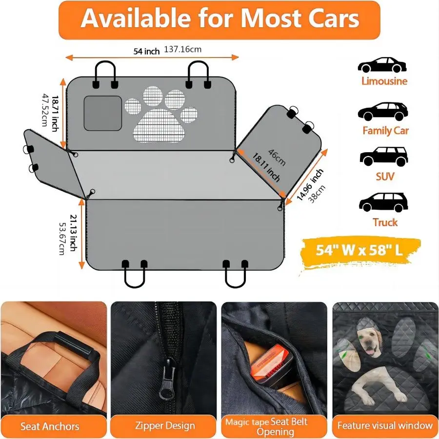 غطاء مقعد السيارة للكلاب للمقع - مراجعة Dog Car Seat Cover Waterproof Back Seat وسعره