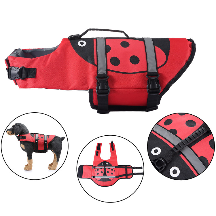 سترة نجاة للكلاب على شكل دعسوق - مراجعة Dog Life Jacket Vest Buoyancy Handle وسعره