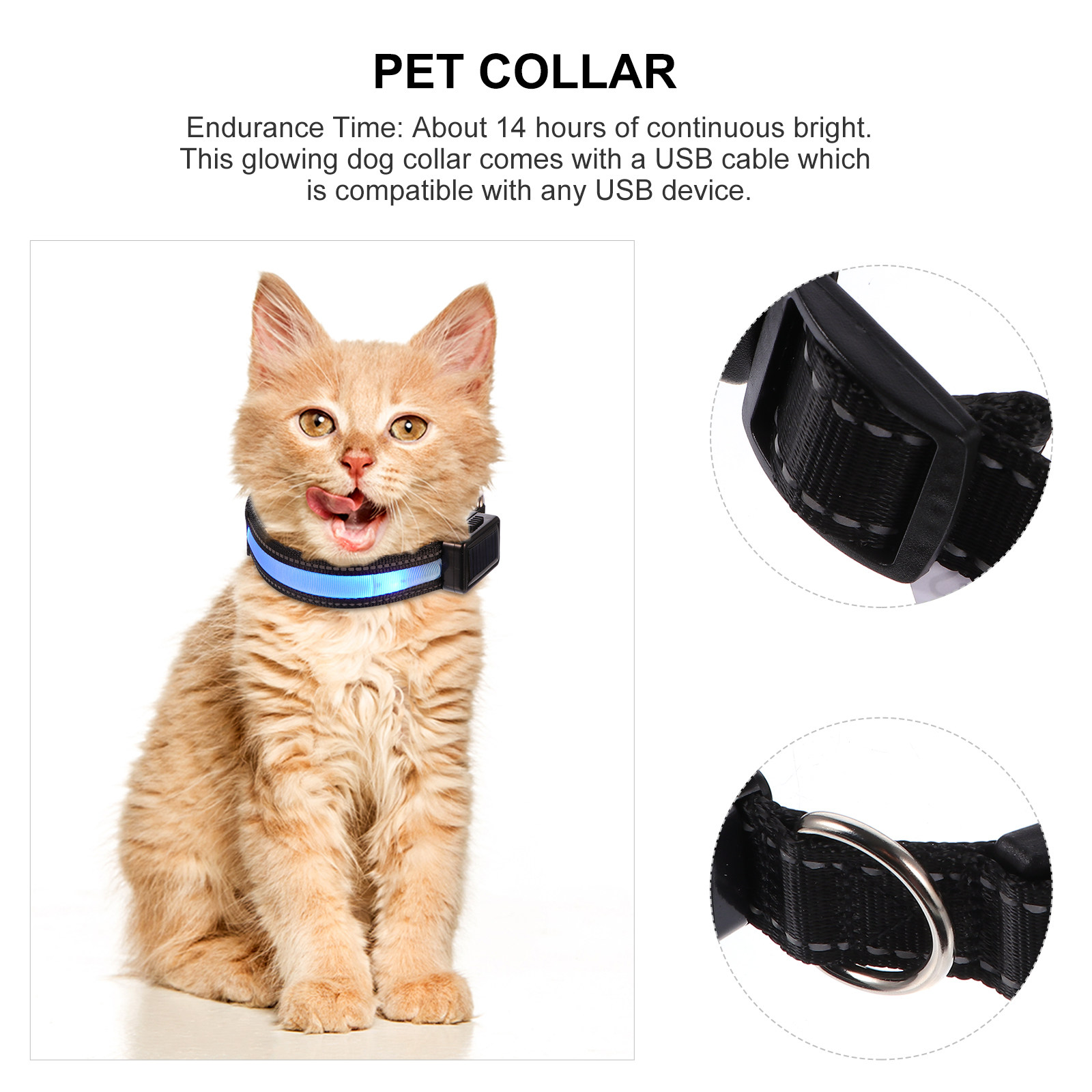 طقم واحد من طوق الكلاب المضيء  - مراجعة Led Dog Collar Glowing Rechargeable Usb وسعره