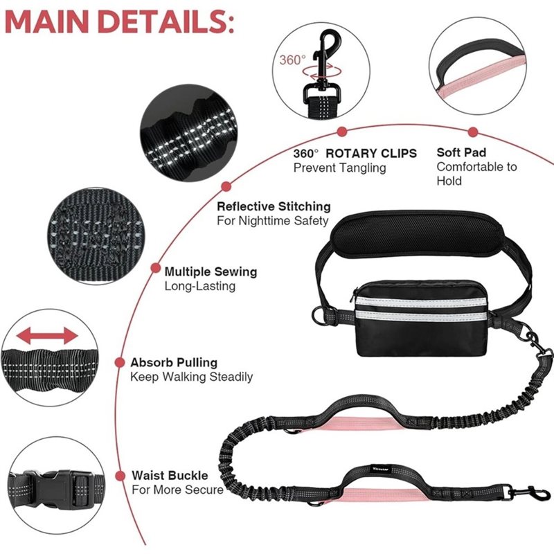 حقيبة بسحاب من بي-إست للاستخدا - مراجعة Hands Free Dog Running Leash Waist Belt وسعره