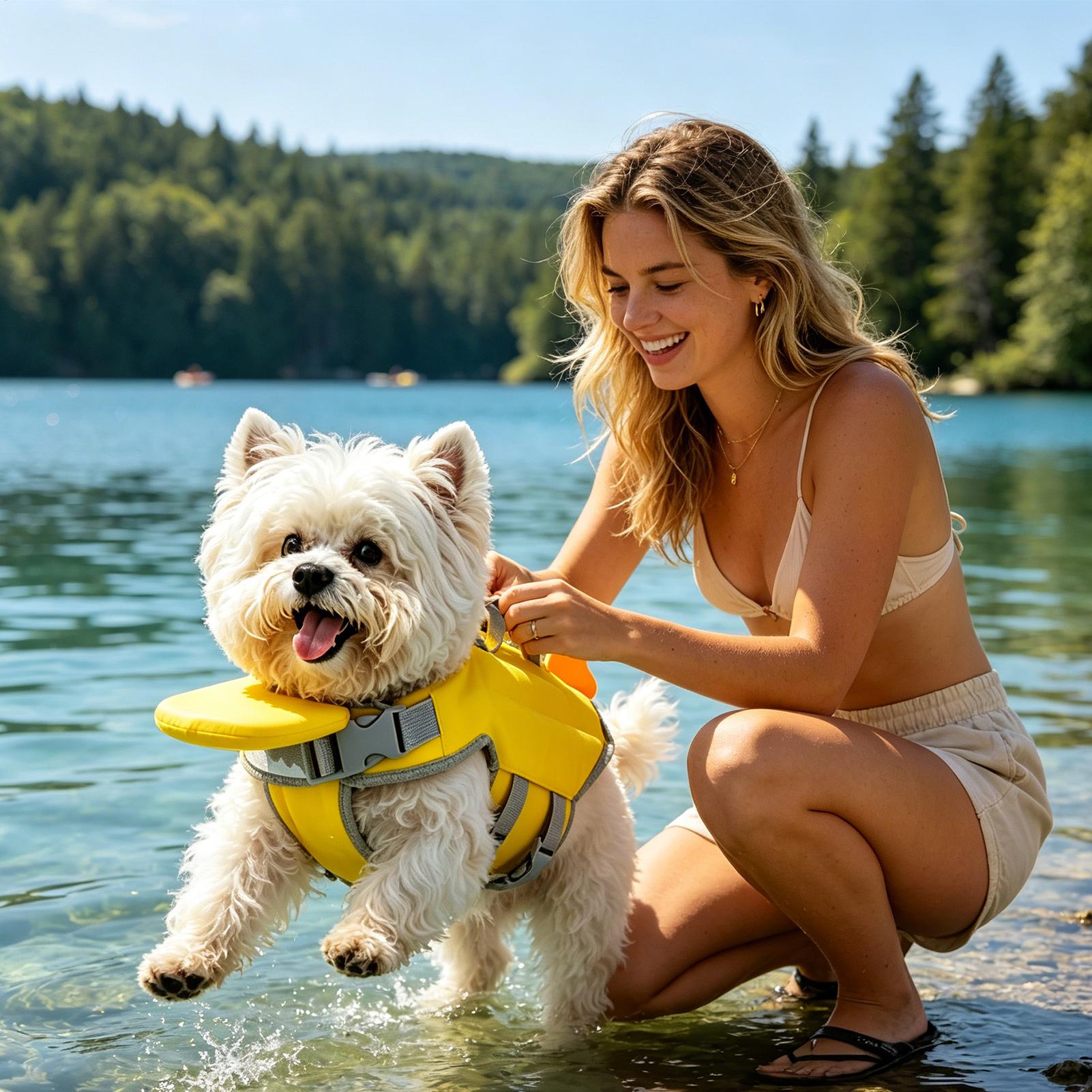 سترة نجاة للكلاب عالية الطفو م - مراجعة Dog Life Jacket Vest Buoyancy Handle وسعره