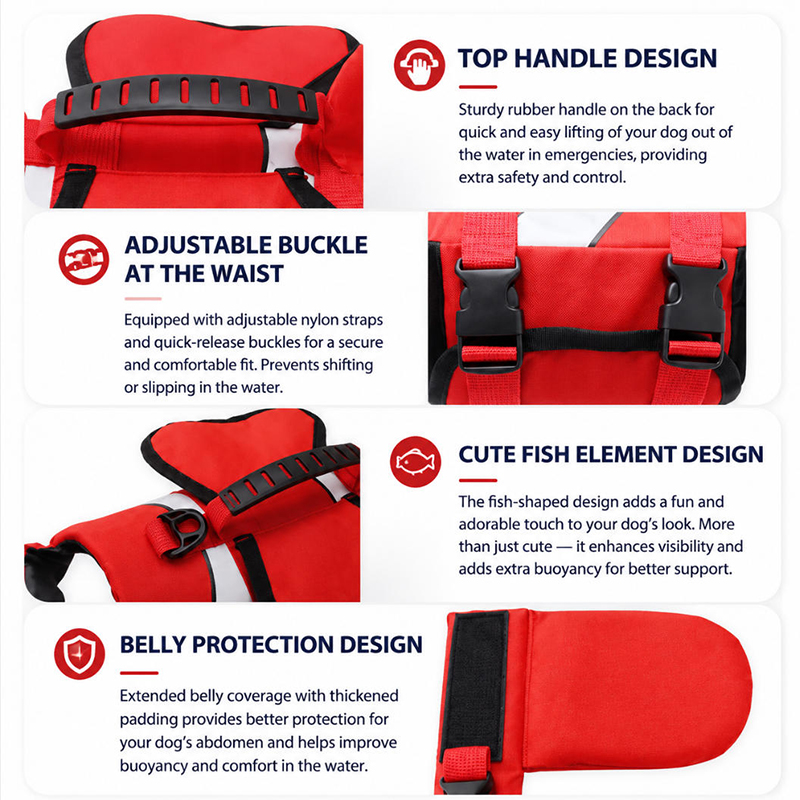 سترة نجاة للكلاب قابلة للتعديل - مراجعة Dog Life Jacket Vest Buoyancy Handle وسعره