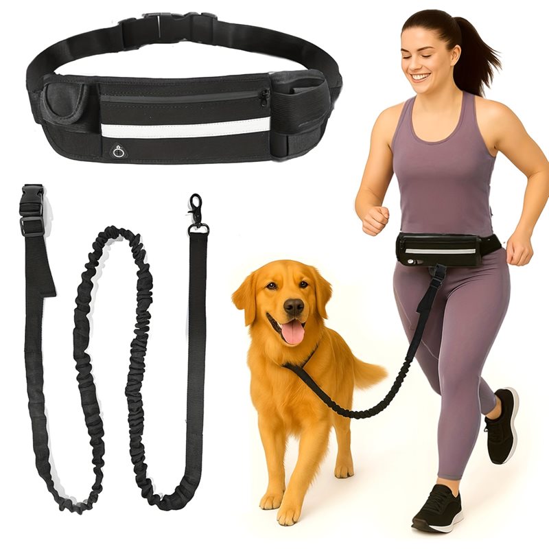 حزام صدر للكلاب، يمكن استخدامه - مراجعة Hands Free Dog Running Leash Waist Belt وسعره