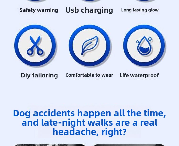 طوق كلب مضيء بإضاءة LED للمشي  - مراجعة Led Dog Collar Glowing Rechargeable Usb وسعره
