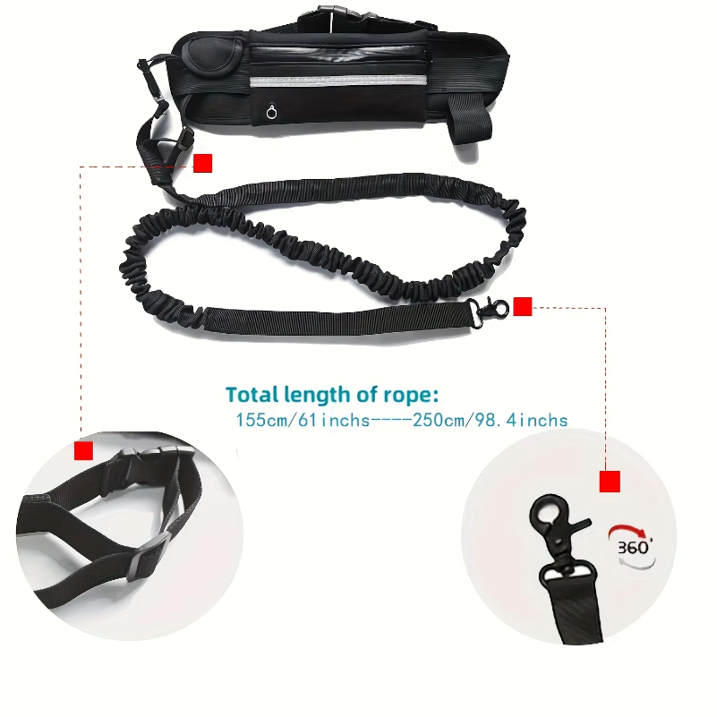 حزام مشي للكلاب بدون استخدام ا - مراجعة Hands Free Dog Running Leash Waist Belt وسعره