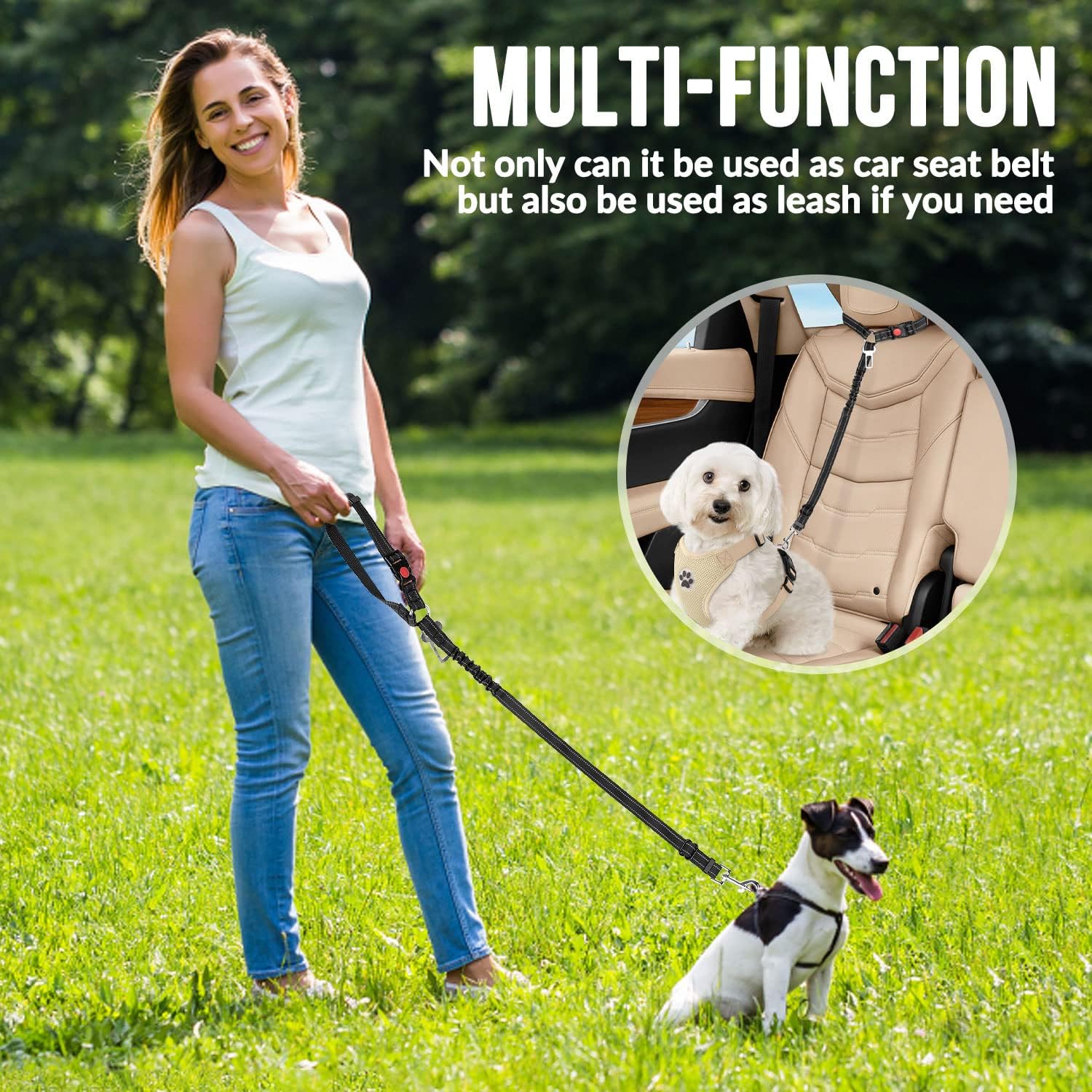 حزام أمان للكلاب قابل للتعديل  - مراجعة Dog Seat Belt Harness Safety Tether وسعره