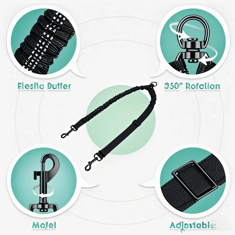 حبل مزدوج للكلاب مع ممتص للصدم - مراجعة Bungee Dog Leash Shock Absorbing وسعره