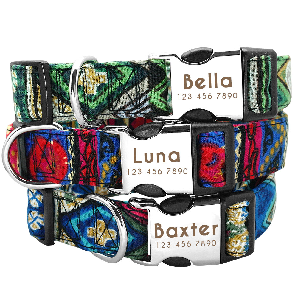 شخصية النايلون طوق بكلاب مخصصة - مراجعة Reflective Dog Collar Personalized Engraved وسعره