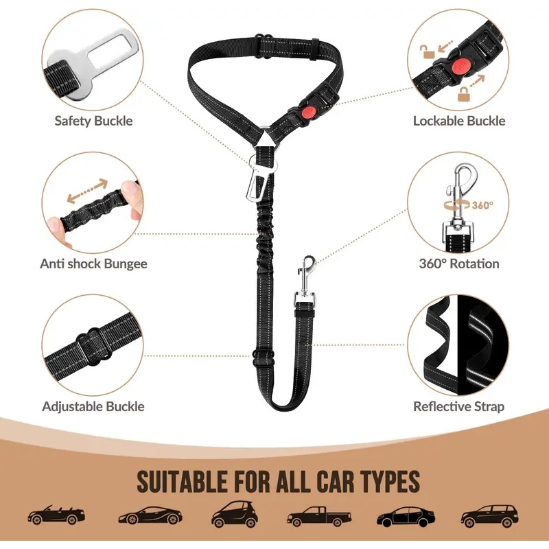 حزام أمان للكلاب في السيارة 2  - مراجعة Dog Seat Belt Harness Safety Tether وسعره