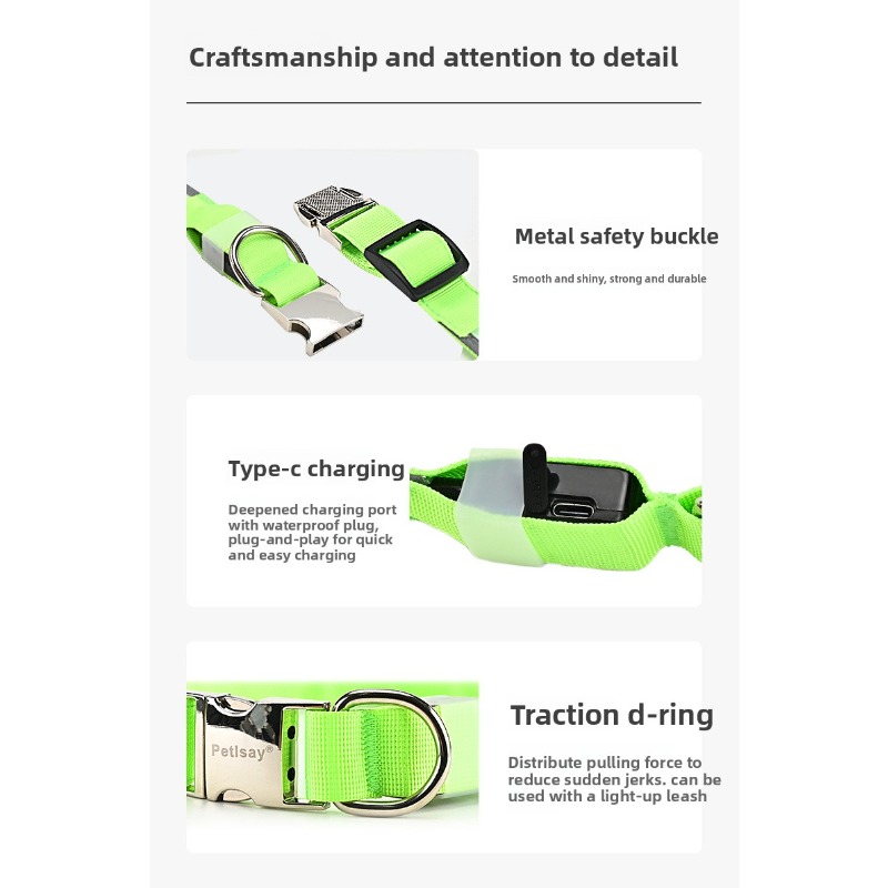 طوق كلب مضيء بألياف بصرية LED  - مراجعة Led Dog Collar Glowing Rechargeable Usb وسعره