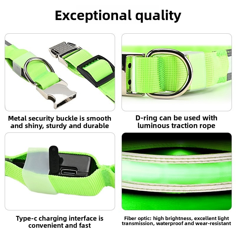 طوق كلب مضيء بألياف بصرية LED  - مراجعة Led Dog Collar Glowing Rechargeable Usb وسعره