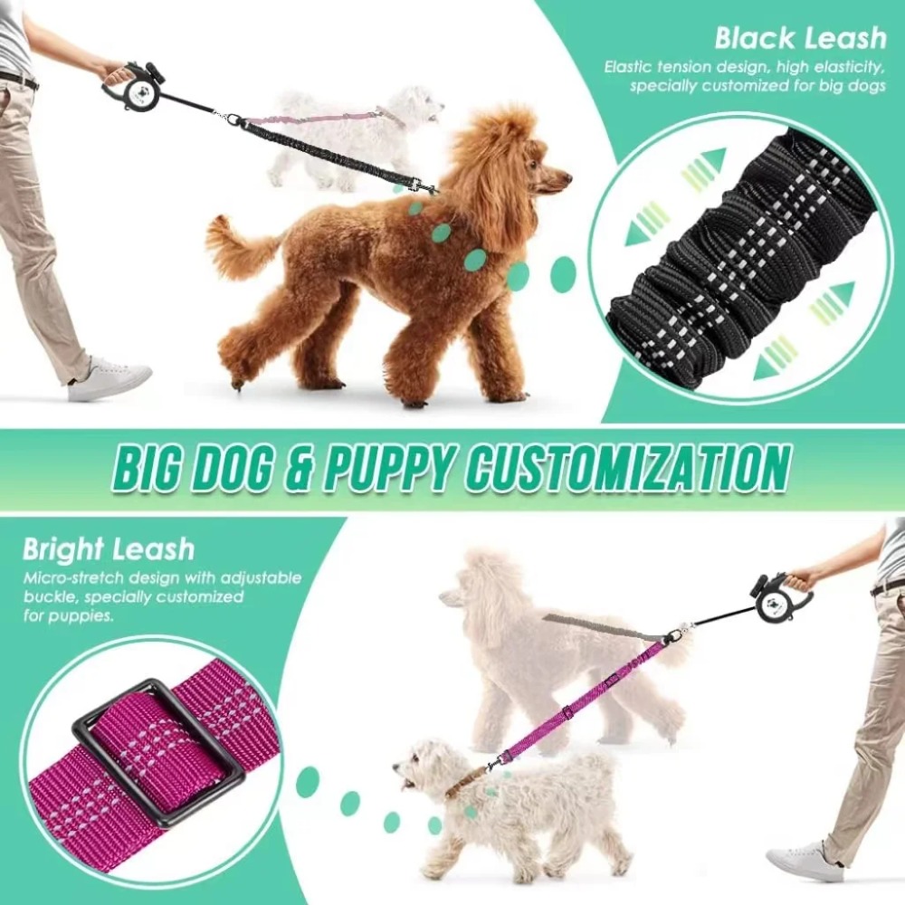 16ft طويلة المزدوج الكلب المقو - مراجعة Bungee Dog Leash Shock Absorbing وسعره