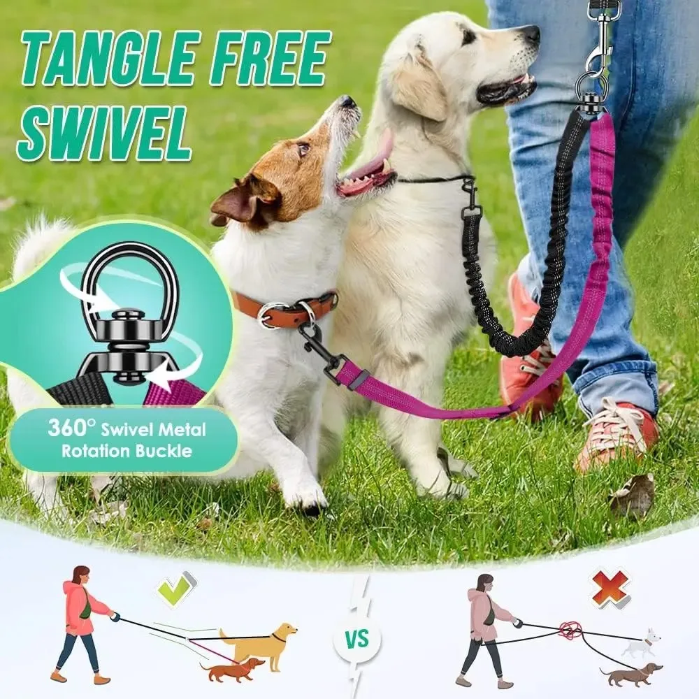 16ft طويلة المزدوج الكلب المقو - مراجعة Bungee Dog Leash Shock Absorbing وسعره