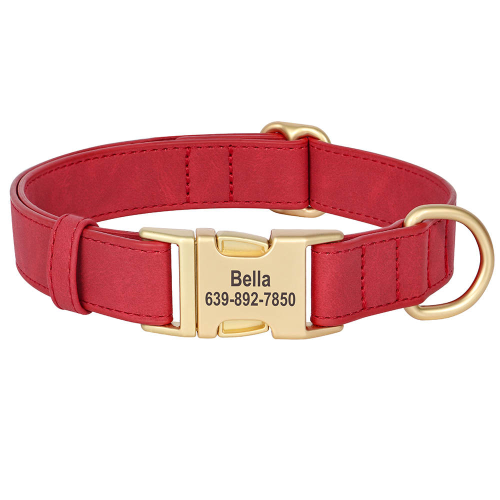 طوق كلب مخصص من الجلد الصناعي  - مراجعة Reflective Dog Collar Personalized Engraved وسعره