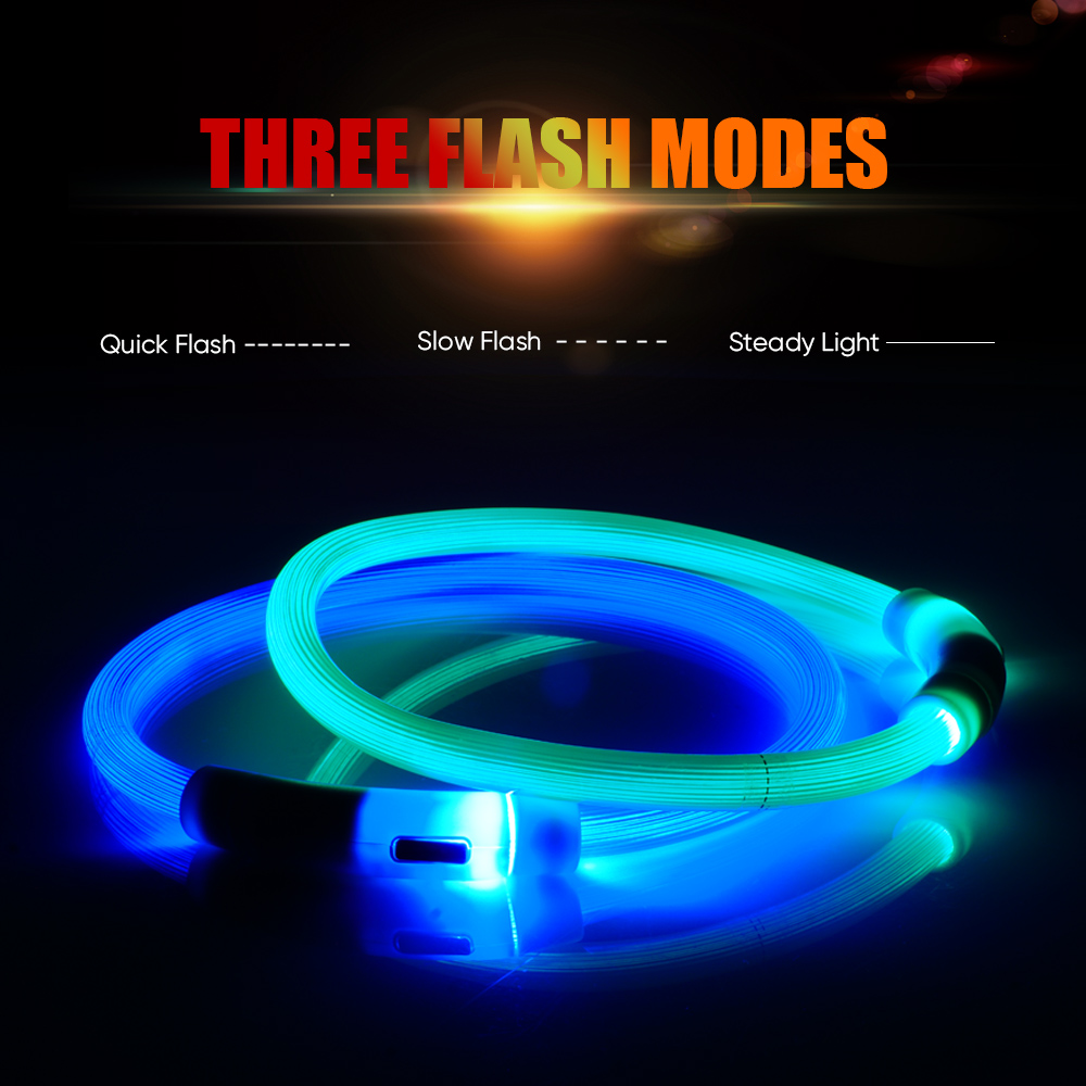 متعدد الألوان LED كلب طوق القط - مراجعة Led Dog Collar Glowing Rechargeable Usb وسعره