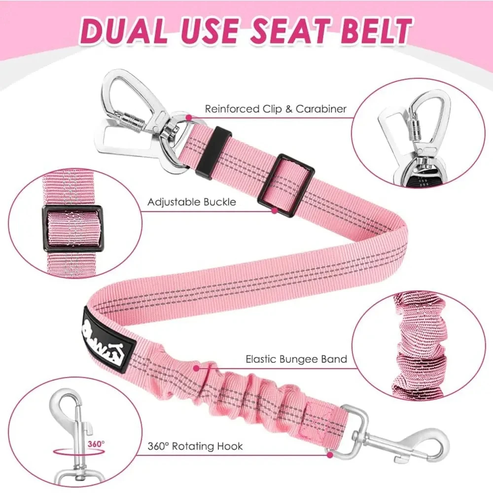 طقم حزام مقعد سيارة قابل للتعد - مراجعة Dog Seat Belt Harness Safety Tether وسعره