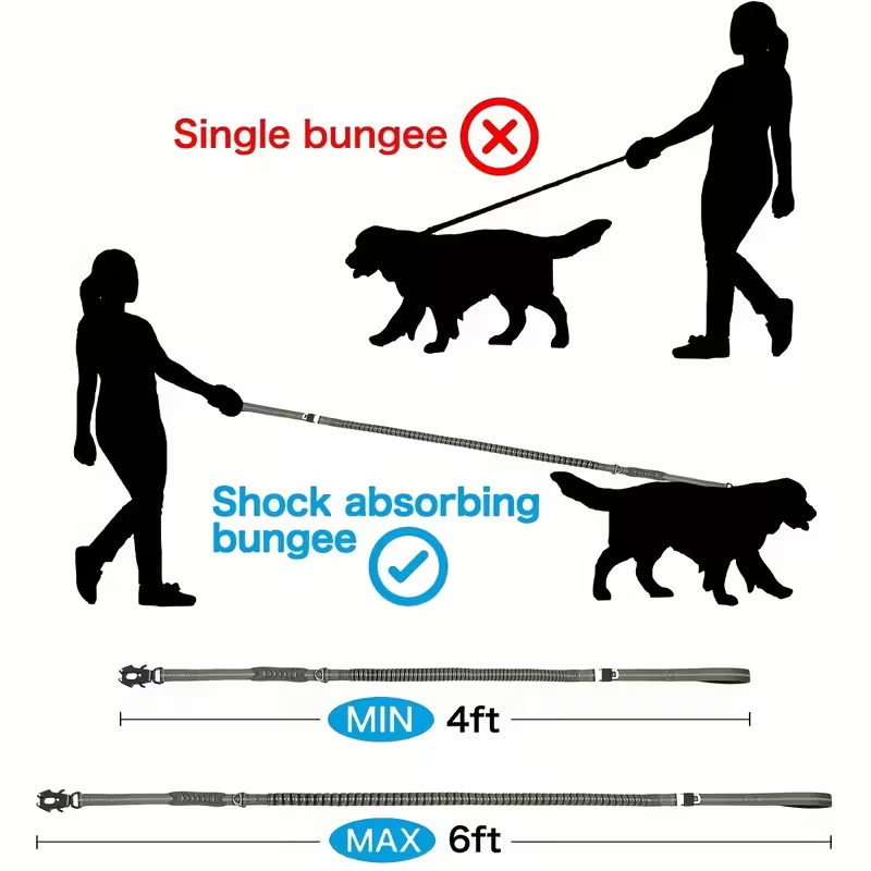 مقود كلب متعدد الوظائف عاكس لل - مراجعة Bungee Dog Leash Shock Absorbing وسعره