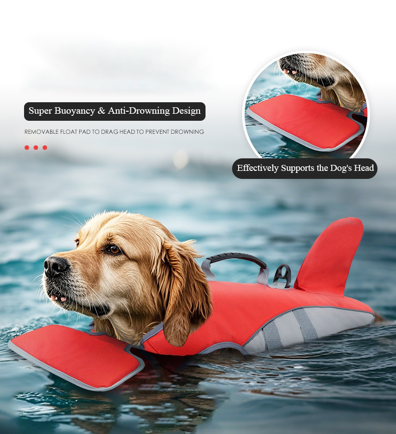 Lifevest للكلاب المتوسطة الكلا - مراجعة Dog Life Jacket Vest Buoyancy Handle وسعره