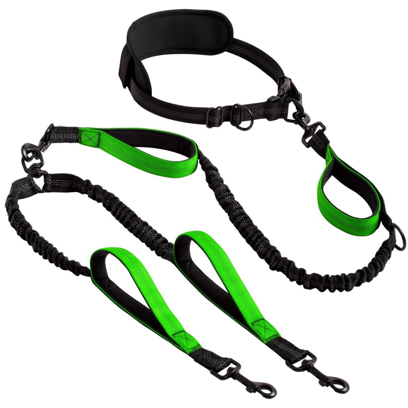 حزام مزدوج الرأس للكلاب بدون ا - مراجعة Hands Free Dog Running Leash Waist Belt وسعره