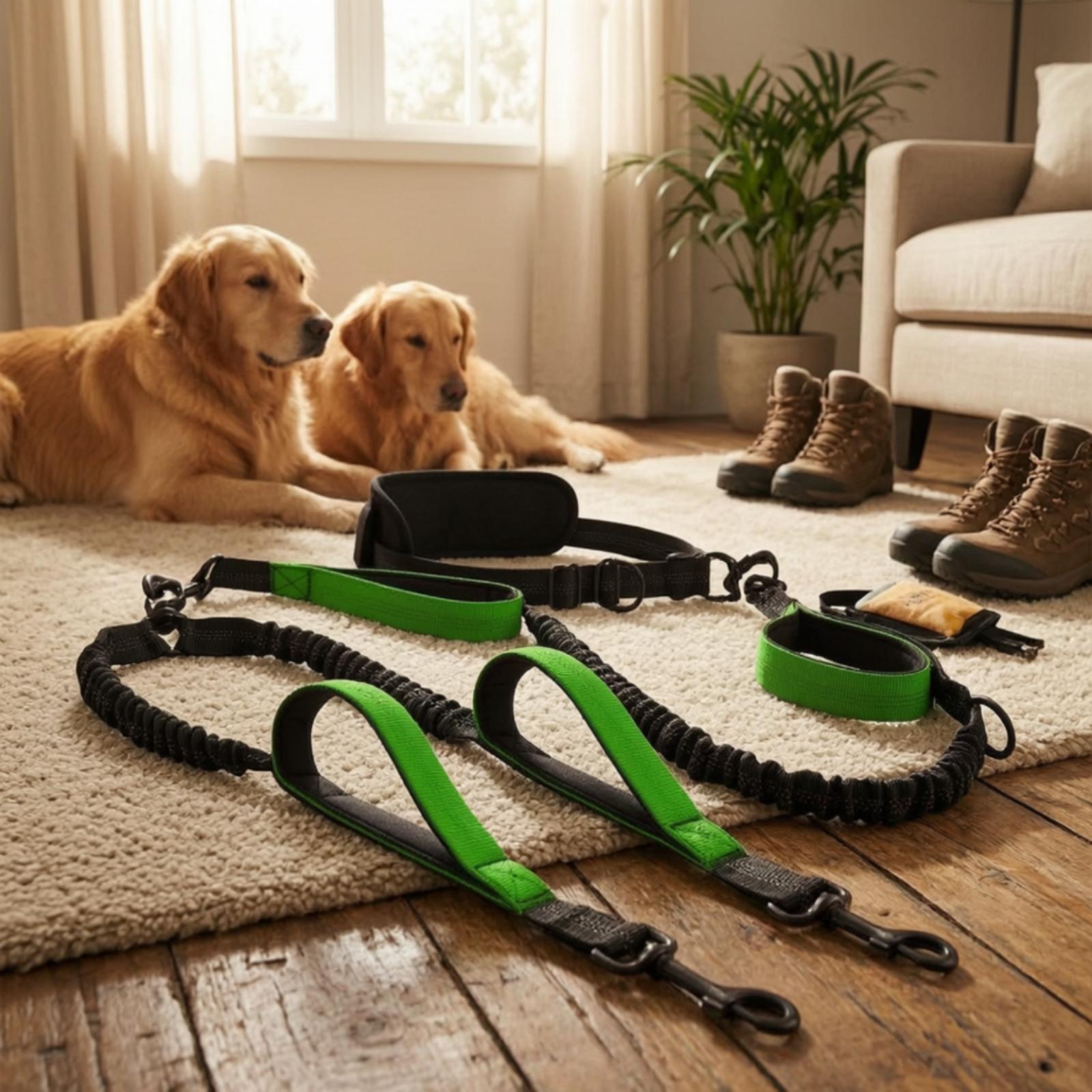 حزام مزدوج الرأس للكلاب بدون ا - مراجعة Hands Free Dog Running Leash Waist Belt وسعره