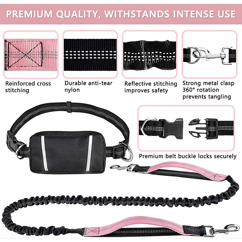 حزام كلب قابل للتعديل بدون است - مراجعة Hands Free Dog Running Leash Waist Belt وسعره